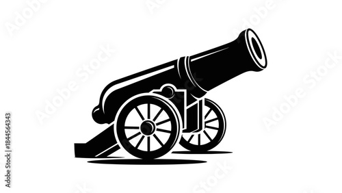 Classic Black and White Cannon Icon Symbolizing History and Power