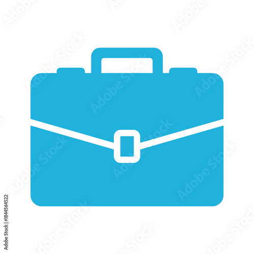Simple blue briefcase icon on white background