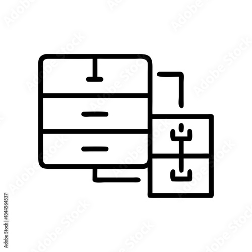 Concept of icons depicting furniture drawers in minimal design  