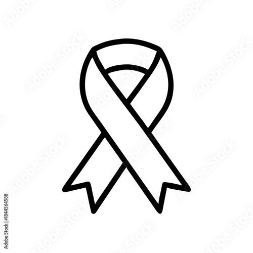 Ribbon icon in simple line art style representing support or awareness  