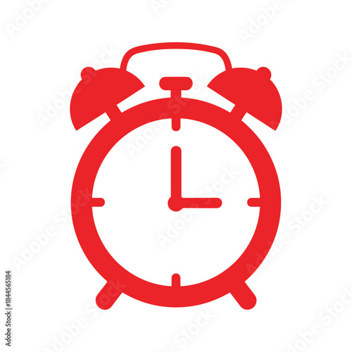 Red alarm clock icon on white background