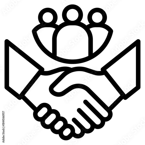 Collaboration,  organization, trust, social, collaboration, people, dea sharing, crowdsourcing, knowledge exchange, brainstorming, partnerships, research, outline icon vector design illustrator