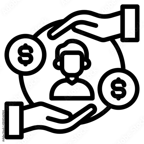 Collaboration,  organization, trust, social, collaboration, people, dea sharing, crowdsourcing, knowledge exchange, brainstorming, partnerships, research, outline icon vector design illustrator