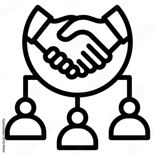 Collaboration,  organization, trust, social, collaboration, people, dea sharing, crowdsourcing, knowledge exchange, brainstorming, partnerships, research, outline icon vector design illustrator