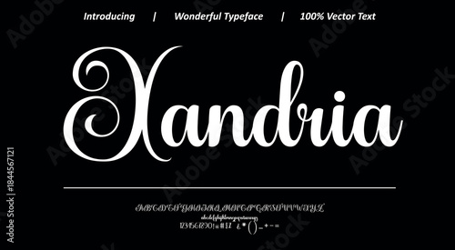 Refined script typeface with fluid connections and stylish details, suitable for luxury logos, beauty products, and elegant design applications.