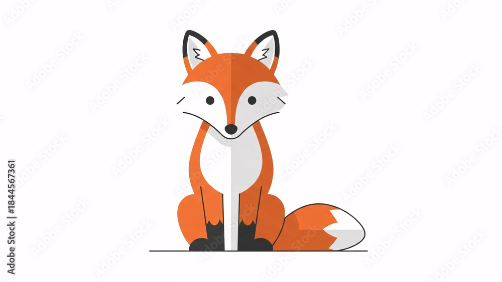 Obraz premium Charming fox illustration sits attentively with a curious expression, perfect for childrenâ€™s books and whimsical designs. isolated on white background 