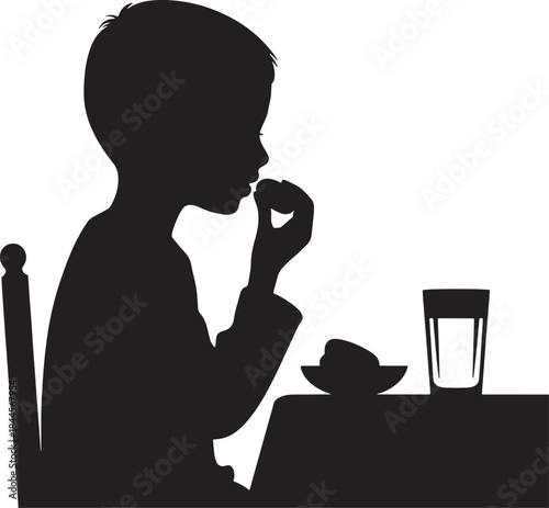 Silhouettes of people eat date ramadan kreem