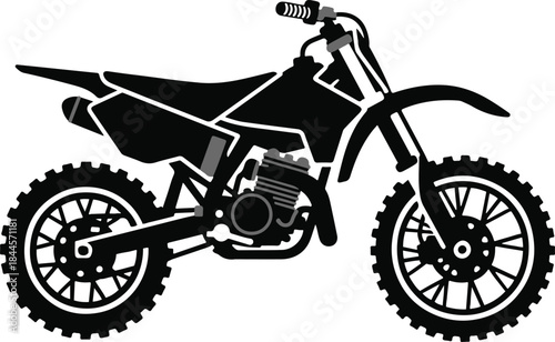 Off-Road Dirt Bike, Dynamic black and white vector illustration