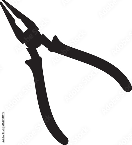 Needle-Nose Pliers, Precision black and white vector illustration