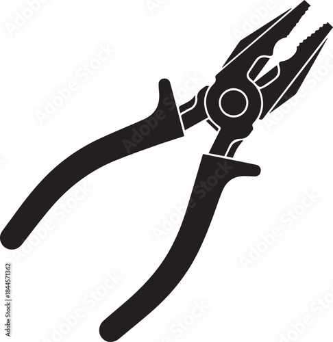Combination Pliers, Bold black and white vector illustration