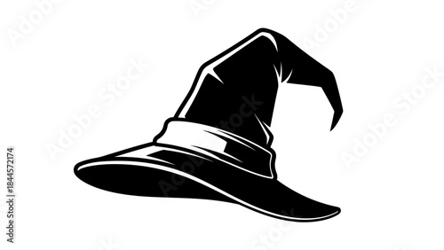 Classic Black Witch Hat Silhouette Icon For Halloween And Fantasy Designs