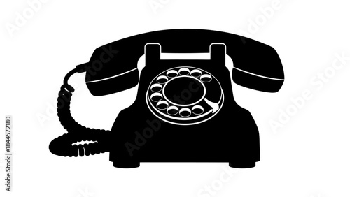 Classic rotary telephone silhouette, representing communication and vintage technology
