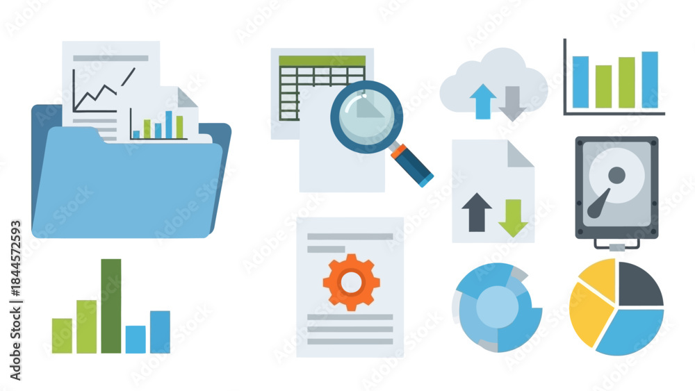 custom made wallpaper toronto digitalCollection of flat icons representing data analysis and business operations