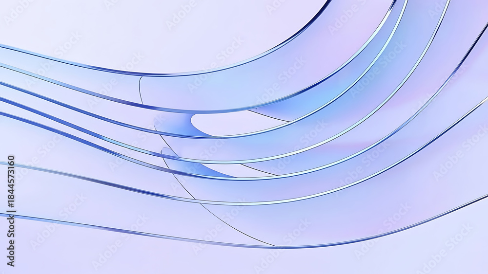 Obraz premium Abstract 3D Layered Iridescent Glass Ribbons - Holographic Curved Tech Background