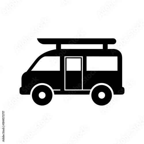 surf van icon black silhouette vector illustration on transparent background