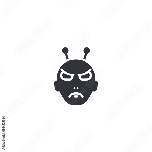 Alien face icon illustrating extraterrestrial life, science fiction characters, mystery beings, and cosmic imagination concepts.