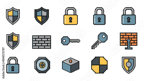 Collection of Security and Protection Icons Shields, Locks, Keys, and More for Digital and Physical Safety