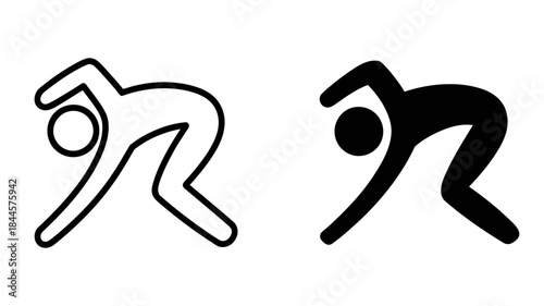 Minimalist icon depicting a person in a crouched starting position for a race