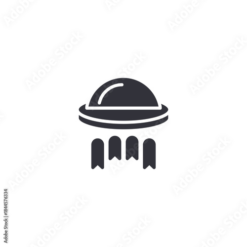 Flying saucer icon symbolizing alien spacecraft, extraterrestrial travel, sci-fi stories, and mysterious cosmic technology.