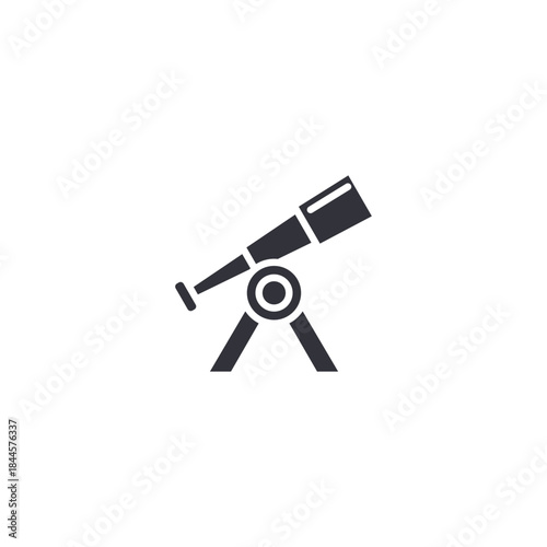 Space telescope with tripod icon representing astronomy observation, stargazing activities, and scientific space research tools.