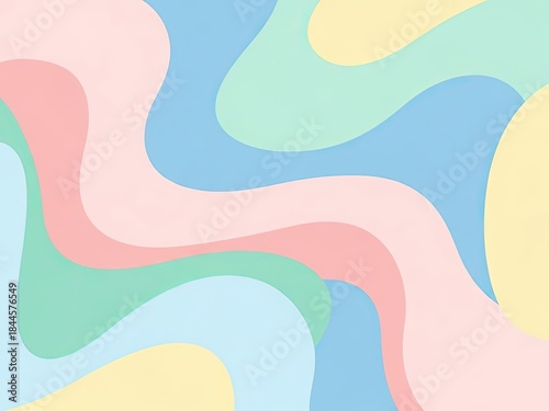 Abstract Organic Shapes Background in Soft Pastel Colors