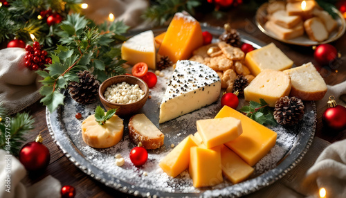Cheese platter arranged for Christmas party snack