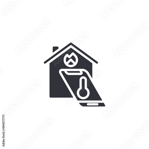 Smart home and smartphone icon representing remote control, mobile access, and digital smart house automation systems.