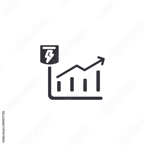 Smart growth analytics icon representing energy performance improvement, usage trends, and data-driven smart home optimization.