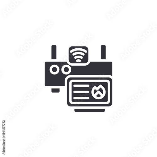 Smart router and connectivity icon symbolizing wireless networks, IoT communication, and stable smart home device connections.
