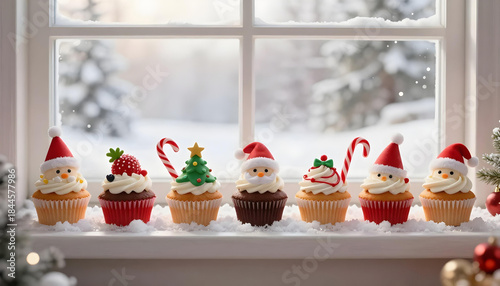 Christmas themed cupcakes lineup