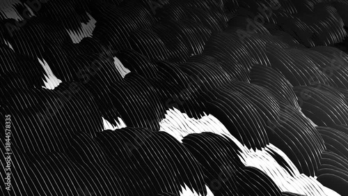 Puffed: BW river wave geometry shape object landscape abstract formation generative animation art generative technology Design Motion