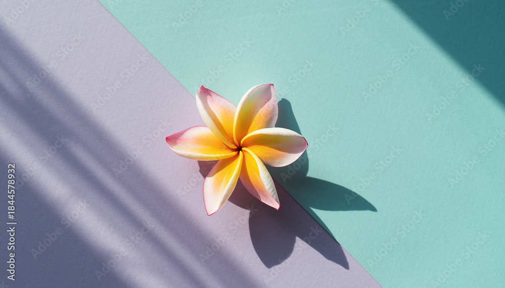 custom made wallpaper toronto digitalPlumeria Flower with Contrasting Shadows on a Soft Two-Tone Background