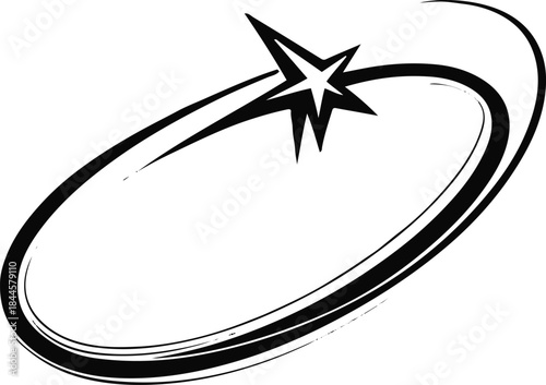 Bold single-line art of a shooting star curving across the sky, one continuous thick stroke, minimalist New Year wish concept vector 1