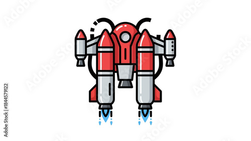Futuristic Jetpack Rocket Propulsion System Flying Through Space Abstract Illustration