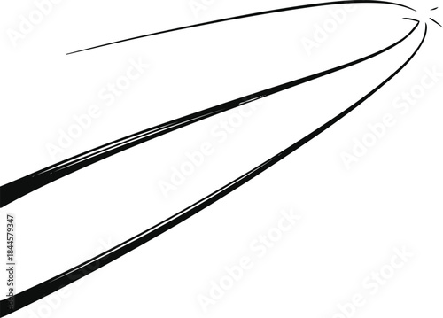  Bold single-line art of a shooting star curving across the sky, one continuous thick stroke, minimalist New Year wish concept vector