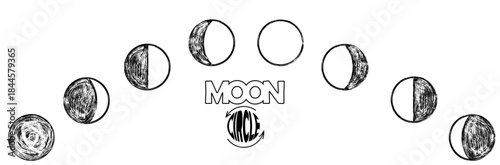 Moon circle line art vector graphics resources