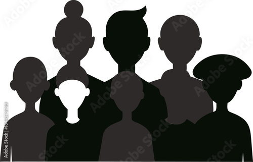Diversity  inclusion community vector silhouette  on white background 