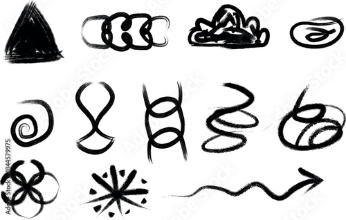 Collection of abstract ancient symbols and shapes