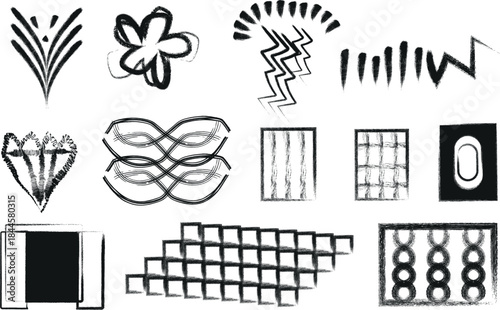Collection of abstract shapes and patterns