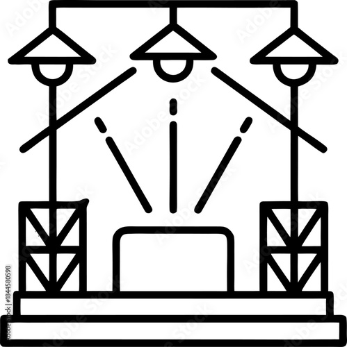 Stage lights vector outline   icon on white background 