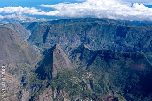 France, La Réunion, the Crater Commerson seen from a plane.