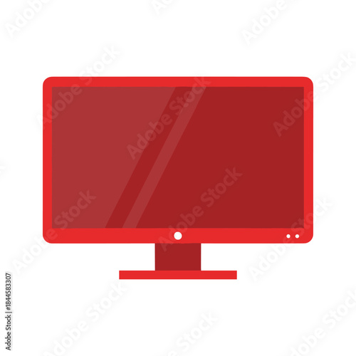 Modern red computer monitor on white background