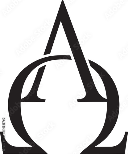 Black Omega Symbol with Alpha Letter