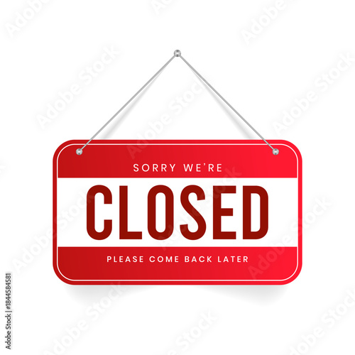 Sorry We Are Closed Signboard Vector Illustration