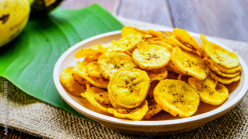 Crispy Plantain Chips Snack for Premium Food Object and Tropical Cuisine