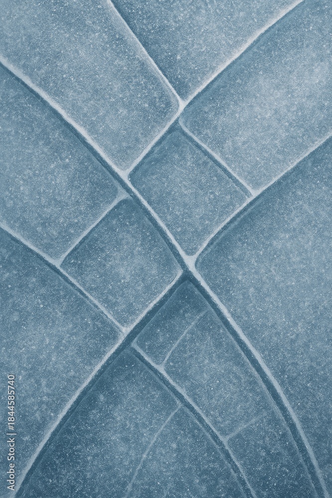 Fototapeta premium Abstract frozen ice crack pattern with geometric lines, cool blue texture background for winter design.