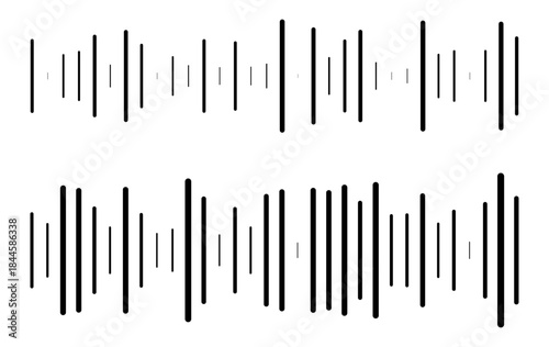 Audio waveform line pattern showing sound signal, music equalizer and frequency bars. Useful for audio, music, sound technology, recording, podcast, broadcast and media related designs.