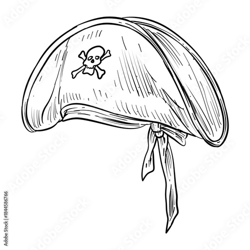pirate hat vector line art hand drawn illustration