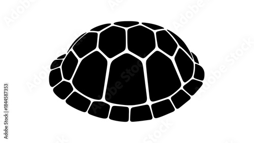 Graphic black silhouette of a turtle shell on a white background