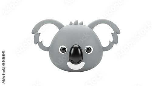 Cute Cartoon Koala Head on White Background